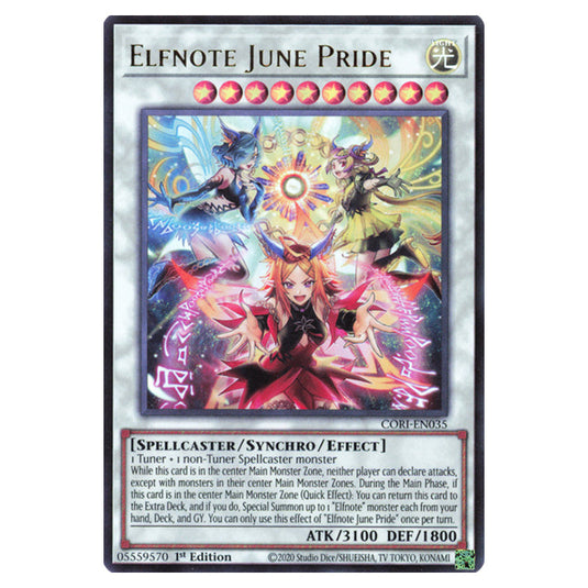 Elfnote June Pride CORI-EN035a card from the Yu-Gi-Oh! set Chaos Origins