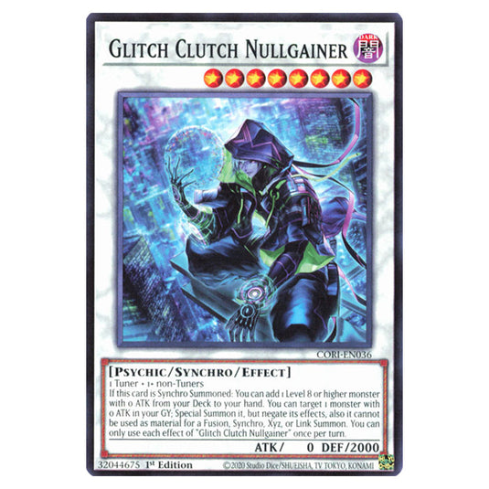Glitch Clutch Nullgainer CORI-EN036 card from the Yu-Gi-Oh! set Chaos Origins