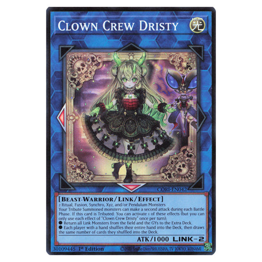 Clown Crew Dristy CORI-EN042 card from the Yu-Gi-Oh! set Chaos Origins