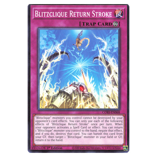 Blitzclique Return Stroke CORI-EN068 card from the Yu-Gi-Oh! set Chaos Origins