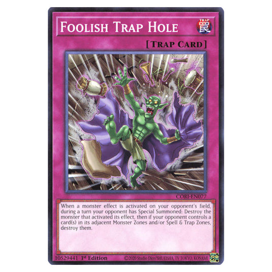Foolish Trap Hole CORI-EN077 card from the Yu-Gi-Oh! set Chaos Origins