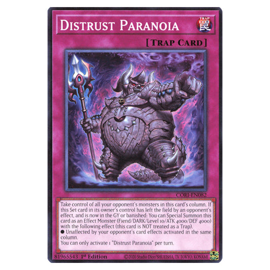 Distrust Paranoia CORI-EN082 card from the Yu-Gi-Oh! set Chaos Origins