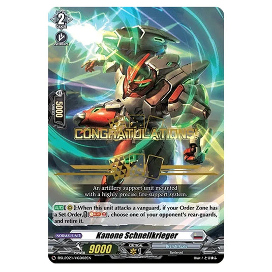 Cardfight!! Vanguard - Bushiroad Shop League 2021 Promo - Kanone Schnellkrieger - BSL2021/VGD02EN