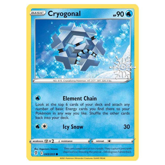 Pokemon - Sword & Shield - Evolving Skies - Cryognal - 043/203 (Holiday Calendar Stamped)