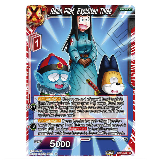 Reich Pilaf, Exploited Three Red card from the Dragon Ball Super Card Game set Legend of the Dragon Balls