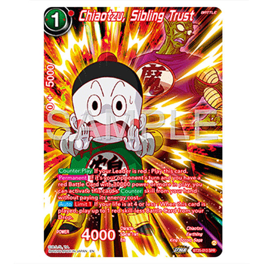 Chiaotzu, Sibling Trust Red card from the Dragon Ball Super Card Game set Legend of the Dragon Balls