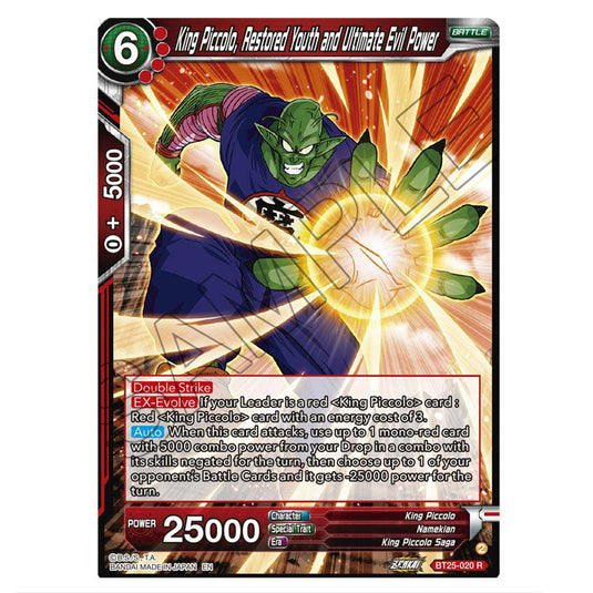 King Piccolo, Restored Youth and Ultimate Evil Power Red card from the Dragon Ball Super Card Game set Legend of the Dragon Balls