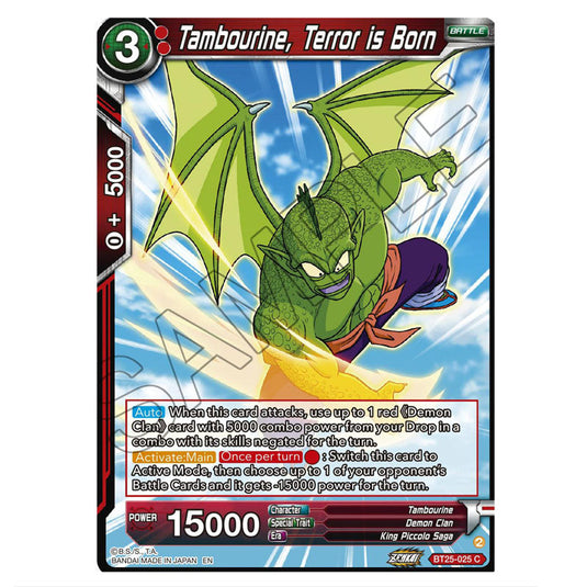 Tambourine, Terror is Born Red card from the Dragon Ball Super Card Game set Legend of the Dragon Balls