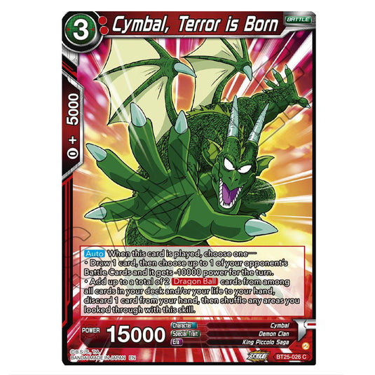 Cymbal, Terror is Born Red card from the Dragon Ball Super Card Game set Legend of the Dragon Balls