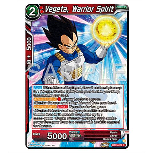 Vegeta, Warrior Spirit Red card from the Dragon Ball Super Card Game set Legend of the Dragon Balls