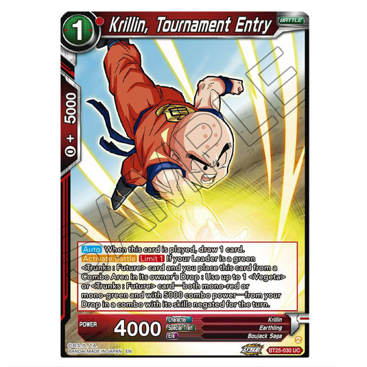 Krillin, Tournament Entry Red card from the Dragon Ball Super Card Game set Legend of the Dragon Balls