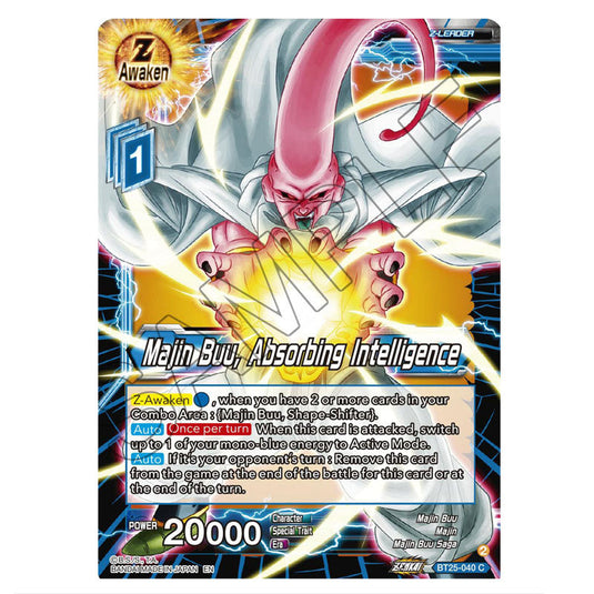 Majin Buu, Absorbing the Ultimate Source of Power Blue card from the Dragon Ball Super Card Game set Legend of the Dragon Balls