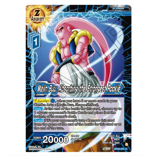 Majin Buu, Absorbing the Strongest Rookie Blue card from the Dragon Ball Super Card Game set Legend of the Dragon Balls