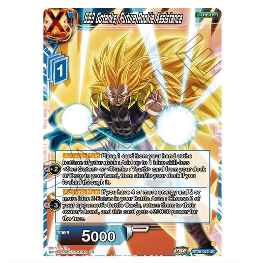 SS3 Gotenks, Future Rookie Assistance Blue card from the Dragon Ball Super Card Game set Legend of the Dragon Balls