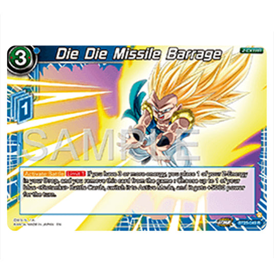 Die Die Missile Barrage Blue card from the Dragon Ball Super Card Game set Legend of the Dragon Balls