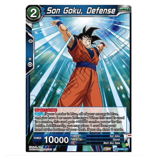 Son Goku, Defense Blue card from the Dragon Ball Super Card Game set Legend of the Dragon Balls