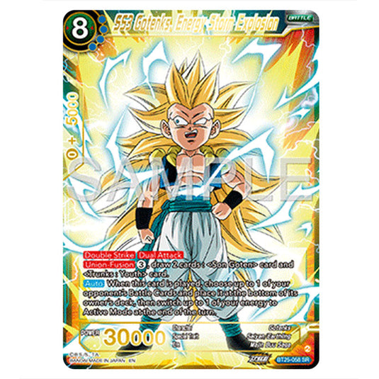 SS3 Gotenks, Energy Storm Explosion Blue card from the Dragon Ball Super Card Game set Legend of the Dragon Balls