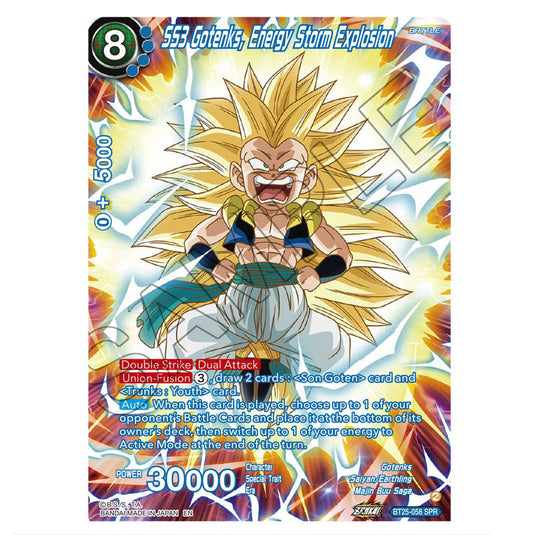 SS3 Gotenks, Energy Storm Explosion Blue card from the Dragon Ball Super Card Game set Legend of the Dragon Balls