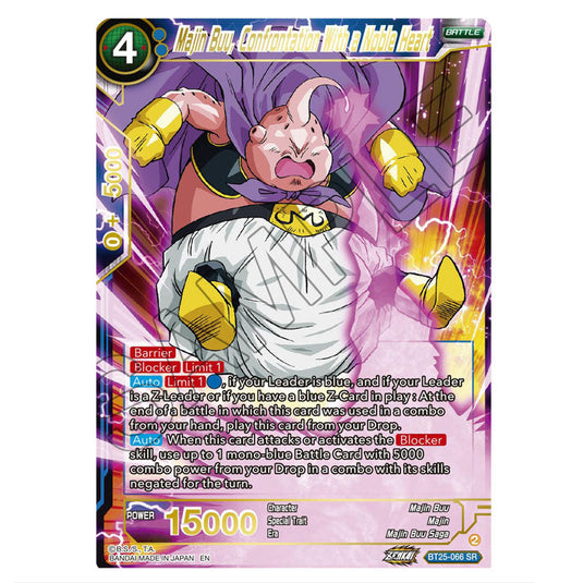 Majin Buu, Confrontation With a Noble Heart Blue card from the Dragon Ball Super Card Game set Legend of the Dragon Balls