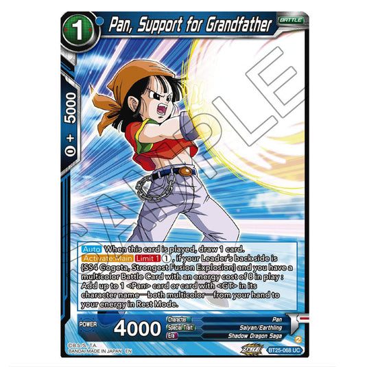 Pan, Support for Grandfather Blue card from the Dragon Ball Super Card Game set Legend of the Dragon Balls