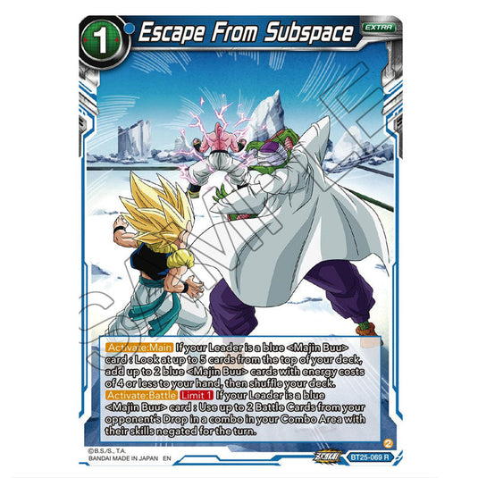 Escape From Subspace Blue card from the Dragon Ball Super Card Game set Legend of the Dragon Balls