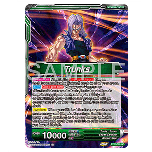 Trunks Green card from the Dragon Ball Super Card Game set Legend of the Dragon Balls