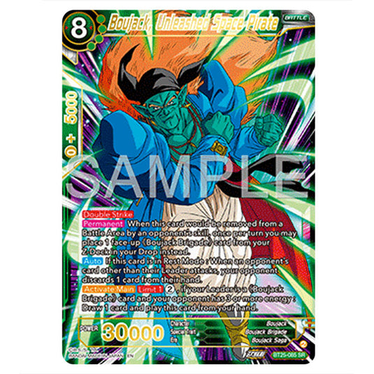 Boujack, Unleashed Space Pirate Green card from the Dragon Ball Super Card Game set Legend of the Dragon Balls