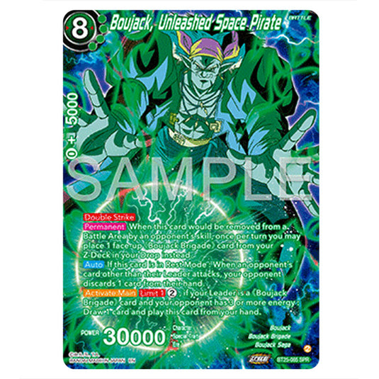 Boujack, Unleashed Space Pirate Green card from the Dragon Ball Super Card Game set Legend of the Dragon Balls