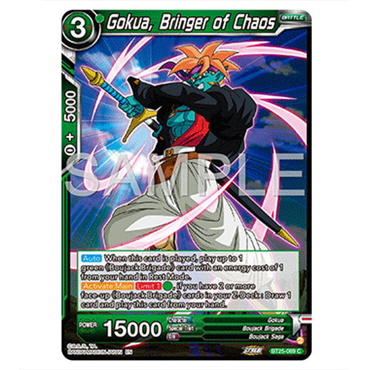 Gokua, Bringer of Chaos Green card from the Dragon Ball Super Card Game set Legend of the Dragon Balls