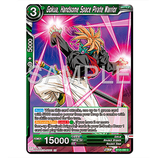 Gokua, Handsome Space Pirate Warrior Green card from the Dragon Ball Super Card Game set Legend of the Dragon Balls