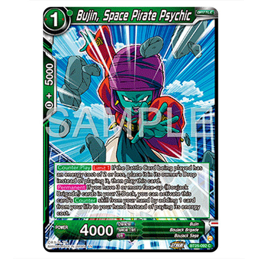 Bujin, Space Pirate Psychic Green card from the Dragon Ball Super Card Game set Legend of the Dragon Balls