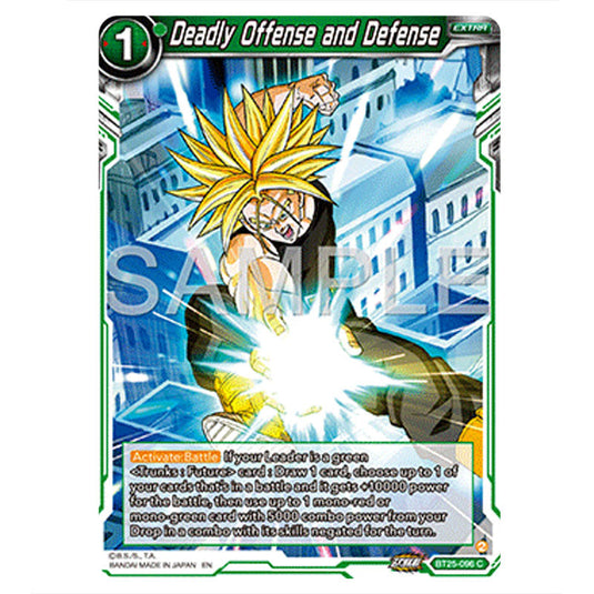 Deadly Offense and Defense Green card from the Dragon Ball Super Card Game set Legend of the Dragon Balls