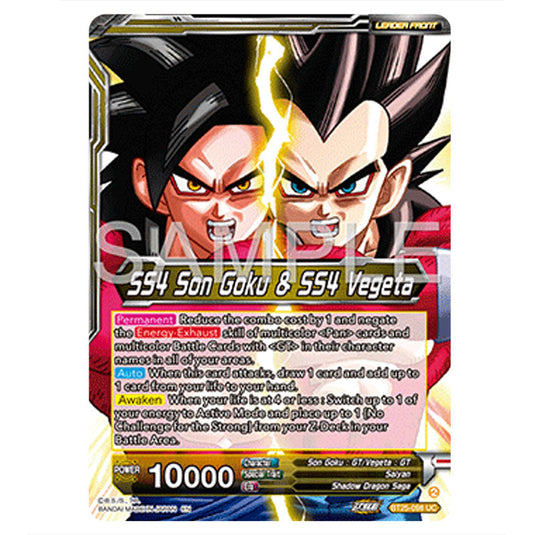 SS4 Son Goku & SS4 Vegeta Yellow card from the Dragon Ball Super Card Game set Legend of the Dragon Balls