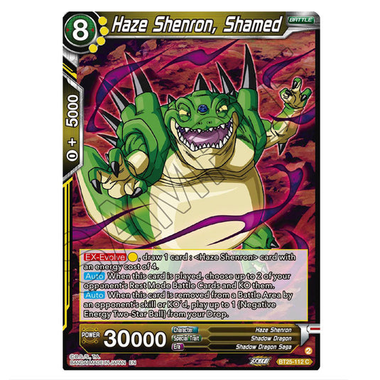 Haze Shenron, Shamed Yellow card from the Dragon Ball Super Card Game set Legend of the Dragon Balls