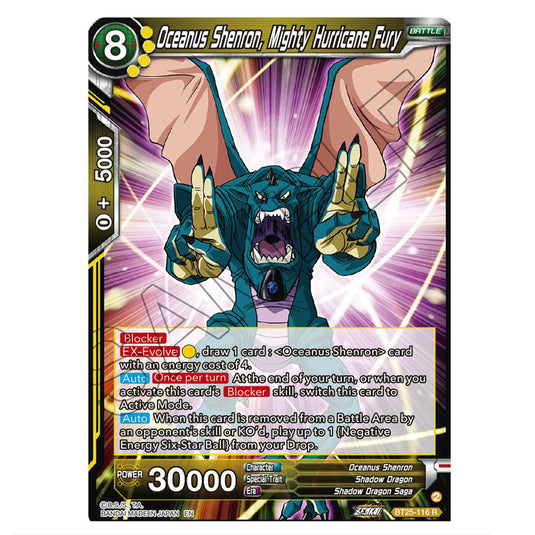 Oceanus Shenron, Mighty Hurricane Fury Yellow card from the Dragon Ball Super Card Game set Legend of the Dragon Balls