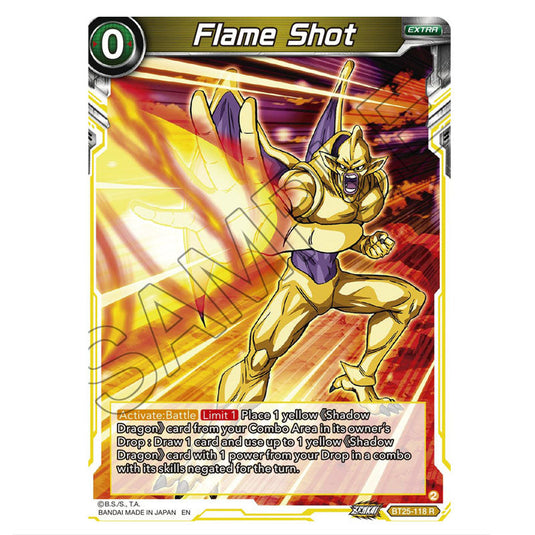 Flame Shot Yellow card from the Dragon Ball Super Card Game set Legend of the Dragon Balls