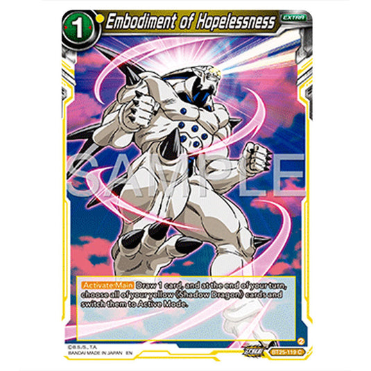 Embodiment of Hopelessness Yellow card from the Dragon Ball Super Card Game set Legend of the Dragon Balls