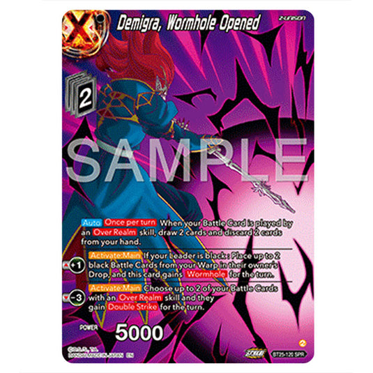 Demigra, Wormhole Opened Black card from the Dragon Ball Super Card Game set Legend of the Dragon Balls