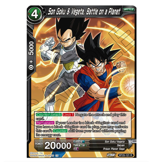 Son Goku & Vegeta, Battle on a Planet Black card from the Dragon Ball Super Card Game set Legend of the Dragon Balls