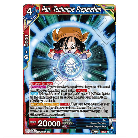 Pan, Technique Preparation Red/Blue card from the Dragon Ball Super Card Game set Legend of the Dragon Balls