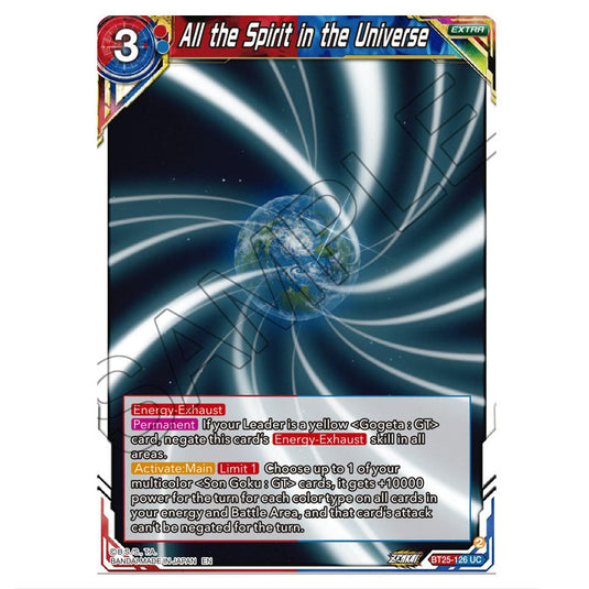 All the Spirit in the Universe Red/Blue card from the Dragon Ball Super Card Game set Legend of the Dragon Balls