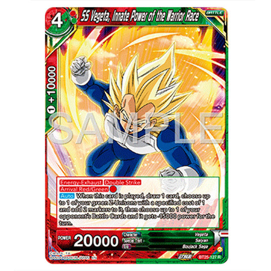 SS Vegeta, Innate Power of the Warrior Race Red/Green card from the Dragon Ball Super Card Game set Legend of the Dragon Balls