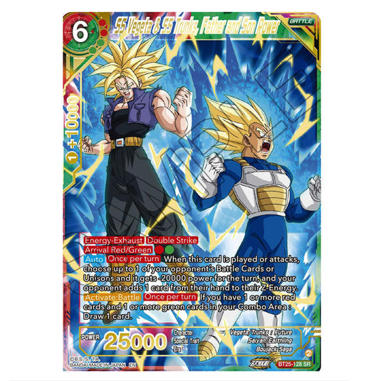 SS Vegeta & SS Trunks, Father and Son Power Red/Green card from the Dragon Ball Super Card Game set Legend of the Dragon Balls