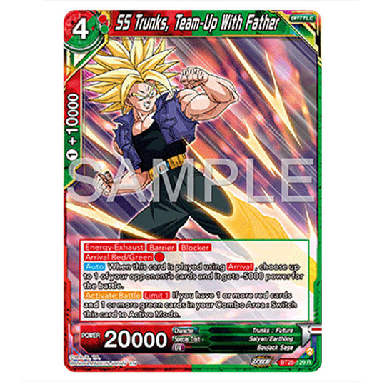 SS Trunks, Team-Up With Father Red/Green card from the Dragon Ball Super Card Game set Legend of the Dragon Balls