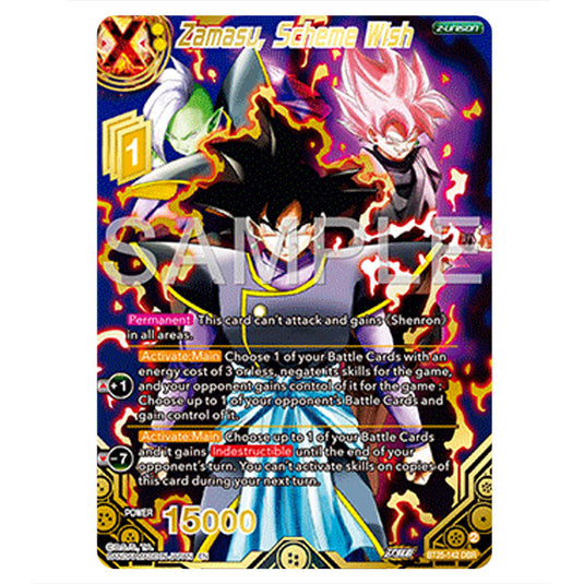 Zamasu, Scheme Wish Yellow card from the Dragon Ball Super Card Game set Legend of the Dragon Balls