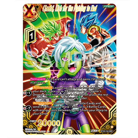 Cheelai, Wish for the Fighting to End Black card from the Dragon Ball Super Card Game set Legend of the Dragon Balls