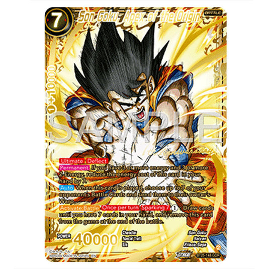 Son Goku, Apex of the Origin Black card from the Dragon Ball Super Card Game set Legend of the Dragon Balls