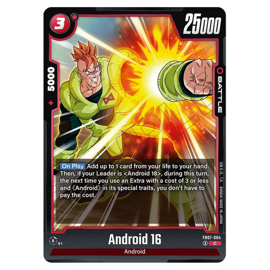 Android 16 FB07-004 card from the Dragon Ball Super Card Game Fusion World set FB07 - Wish for Shenron