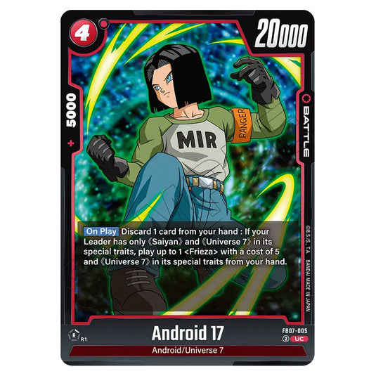 Android 17 FB07-005 card from the Dragon Ball Super Card Game Fusion World set FB07 - Wish for Shenron