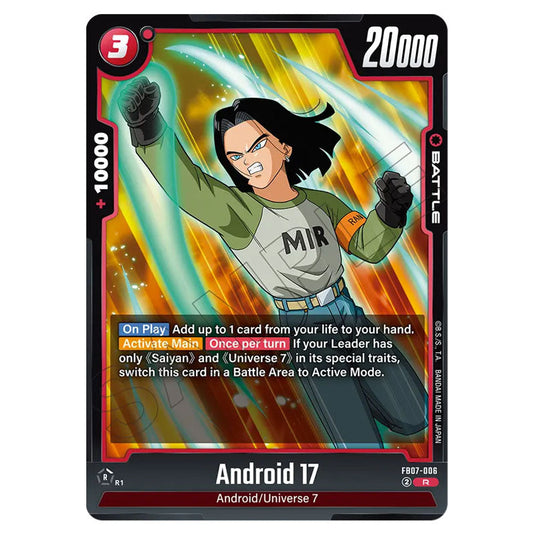 Android 17 FB07-006 card from the Dragon Ball Super Card Game Fusion World set FB07 - Wish for Shenron